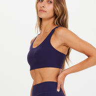 The Upside Peached Jade Bra in Navy, Navy Workout Bra, Navy Sports bra 