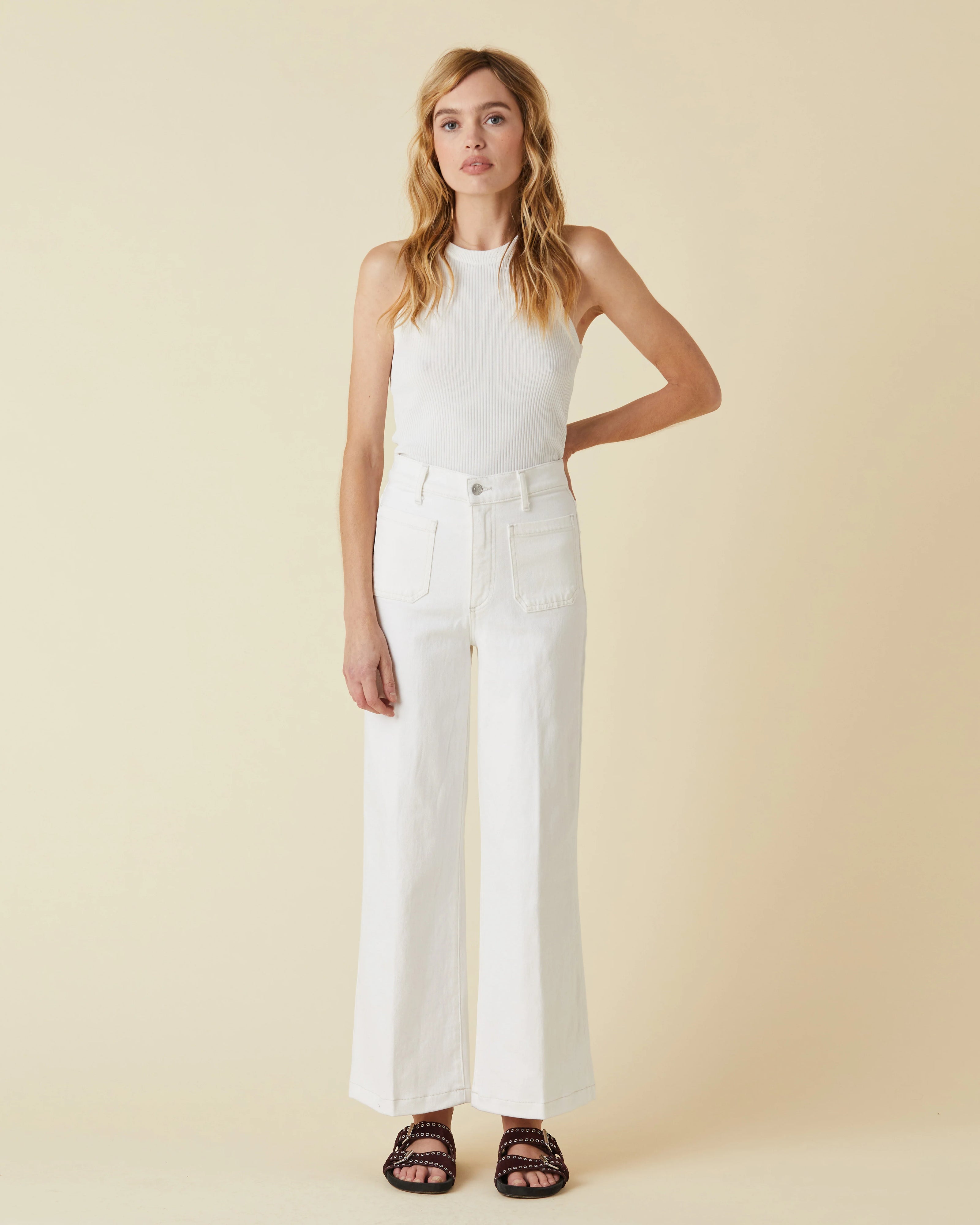 Le Jean Virginia Wide Leg Ankle Jean White 