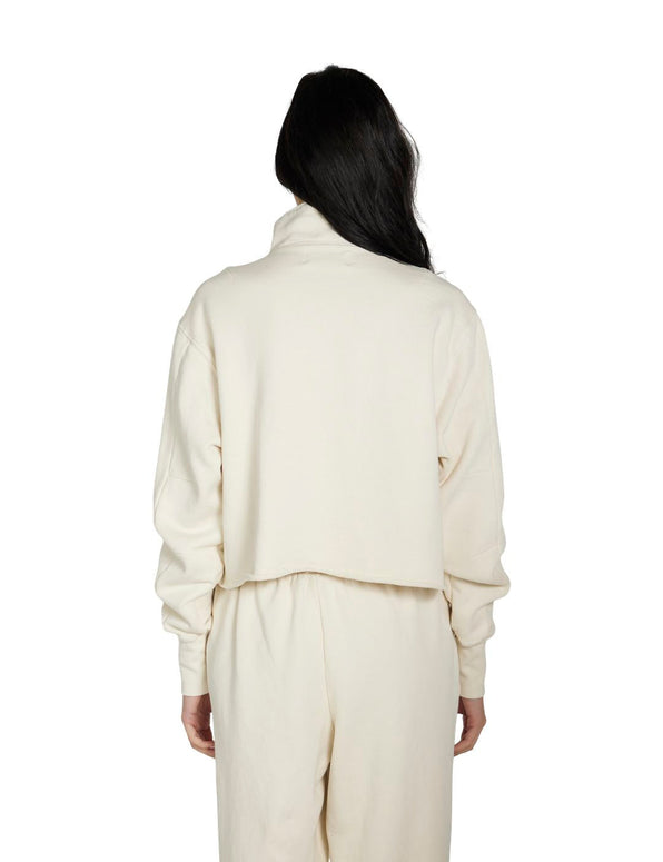 Haley Crop Half Zip Pullover in Ivory