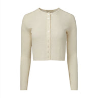 Onia Linen Rib Cardigan - Ivory - Cropped Cardigan 