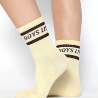 boys lie socks in chai - butter yellow brown stripe socks