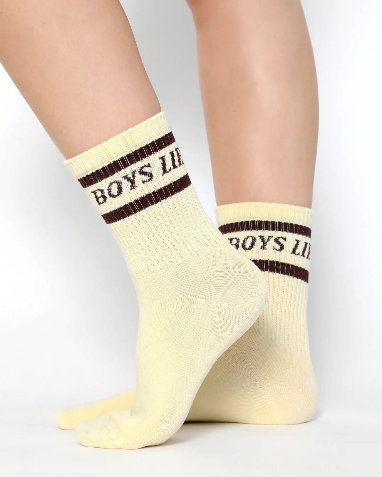 boys lie socks in chai - butter yellow brown stripe socks