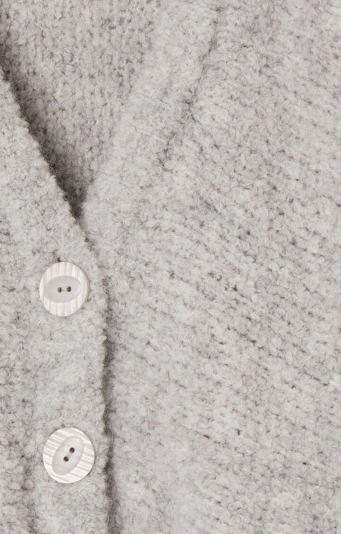 wool button v neck sweater heather gray american vintage