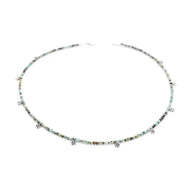 African Turquoise & Silver Flowers Necklace - Room Eight - gold & gray