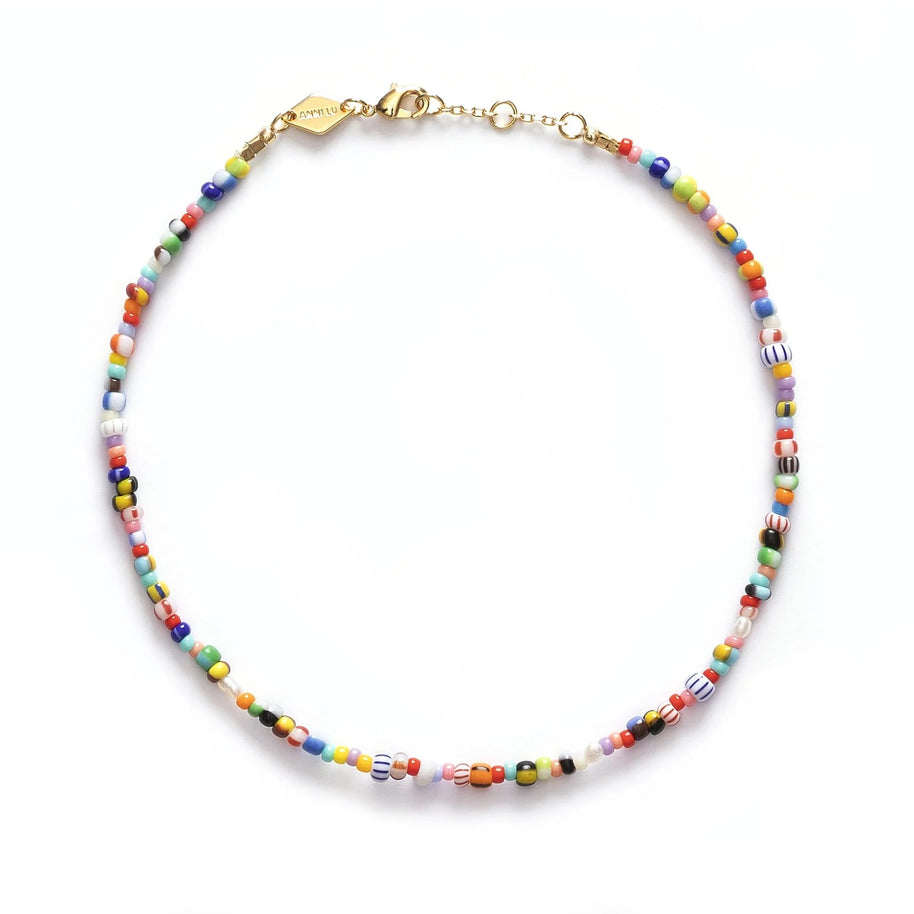 Alaia Anklet - Room Eight - Anni Lu - african glass christmas bead anklet - mixed african glass anklet