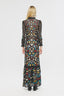 Atik batik multi colored dress - adriani multicolor - long embellished multi color floral and black dress  