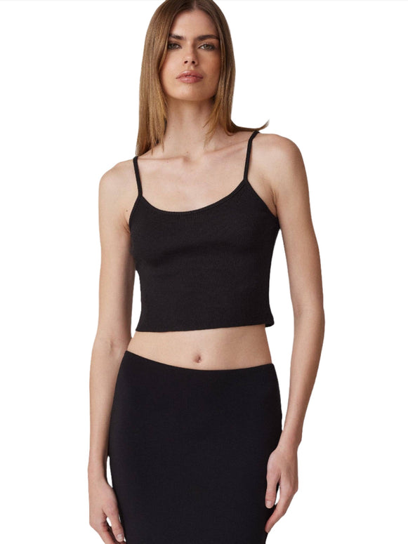 Lauren Tank Clyque Black - Spaghetti strap tank top - crop tank top 