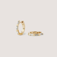 Ellie Baguette Huggie Earrings Diamond