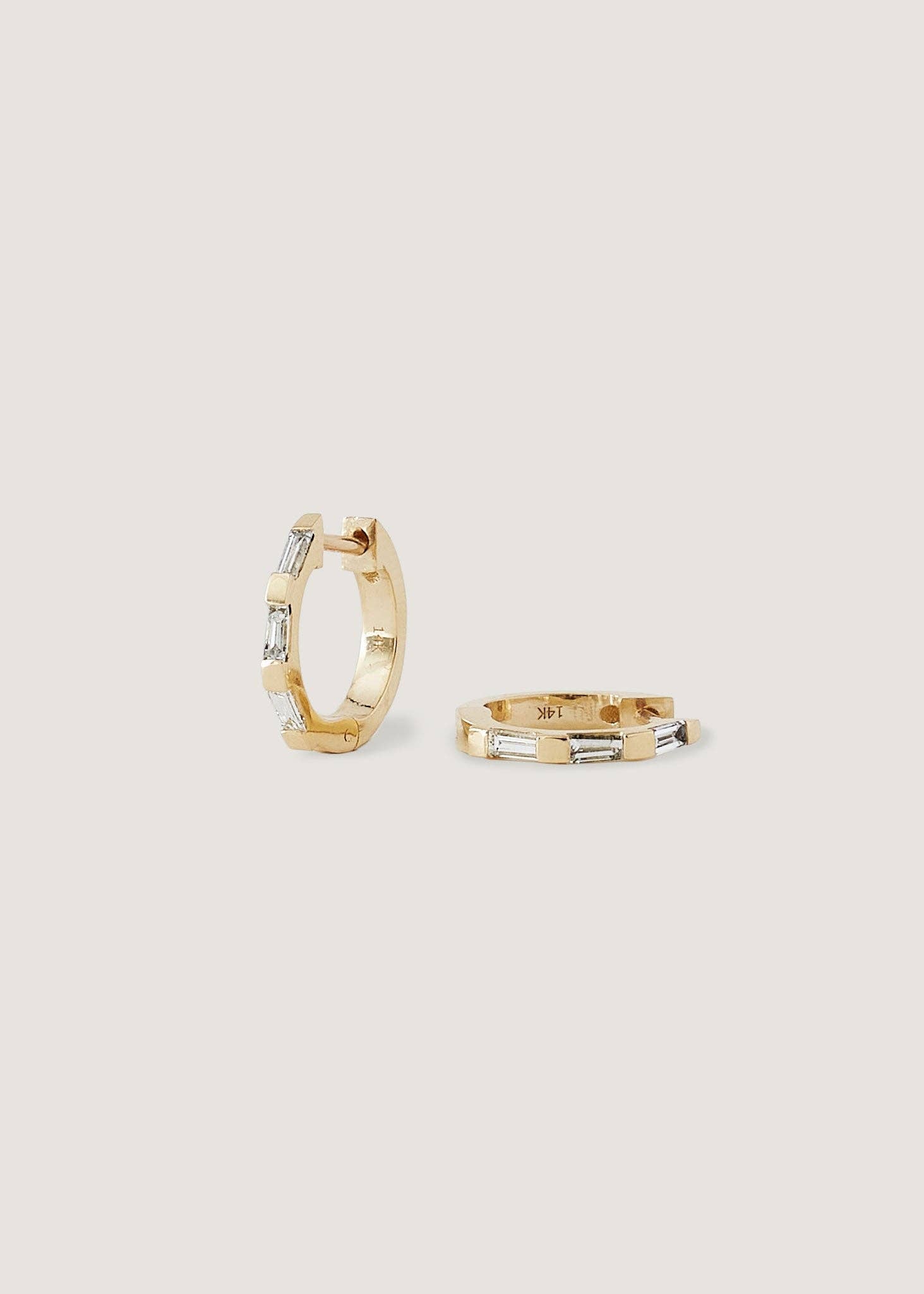 Ellie Baguette Huggie Earrings Diamond