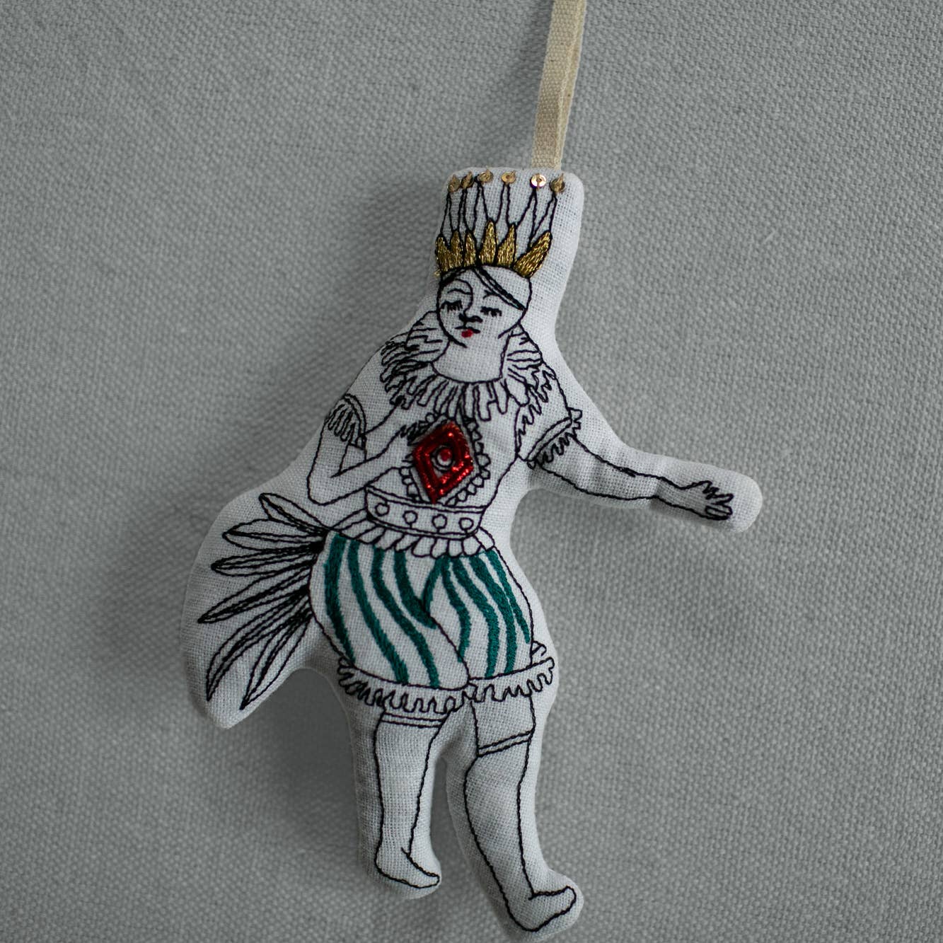 Dancing jester cotton and lavender ornament - skippy cotton - gift ornaments 