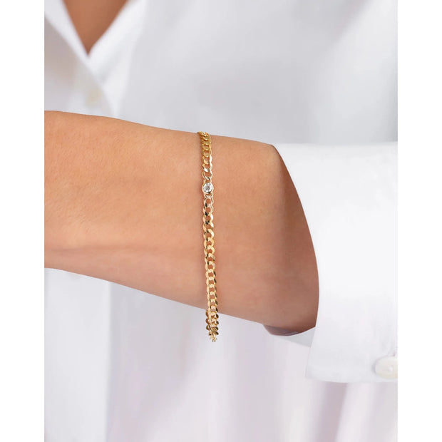 Bezel Diamond Cuban Link Bracelet - Room Eight - Zoe Lev