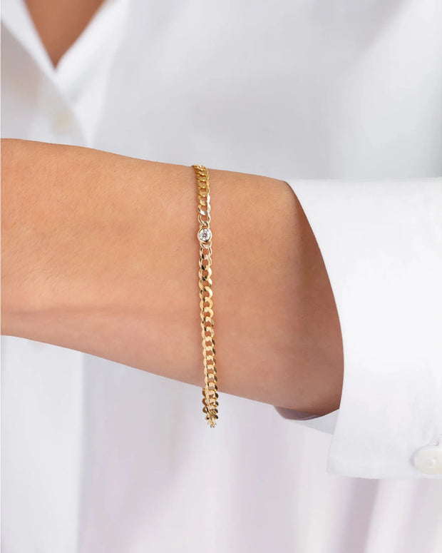 Bezel Diamond Cuban Link Bracelet - Room Eight - Zoe Lev