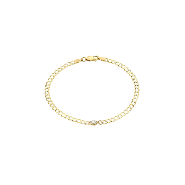 Bezel Diamond Cuban Link Bracelet - Room Eight - Zoe Lev