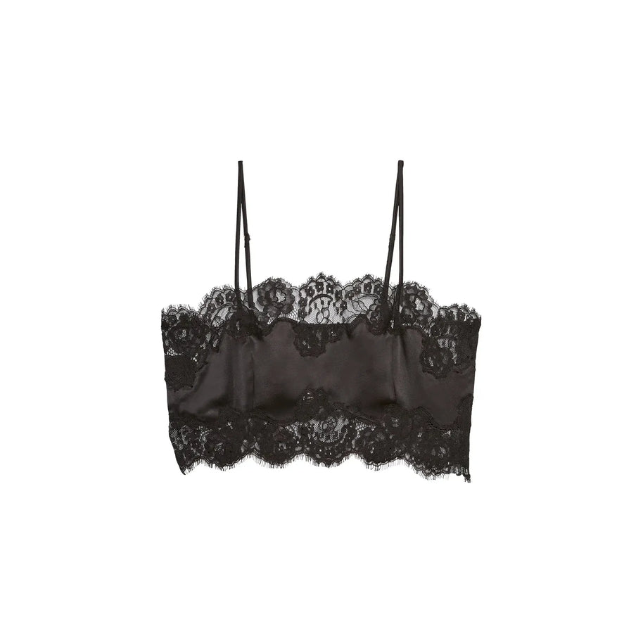 Silk & Lace Bandeau Top - Black