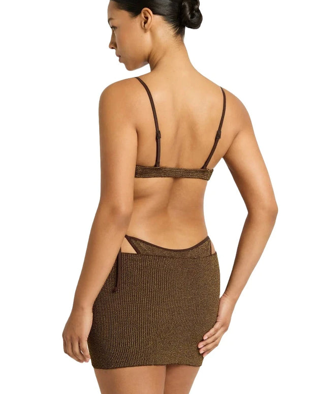 Bond-eye skirt top in cocoa lurex - bond-eye top 