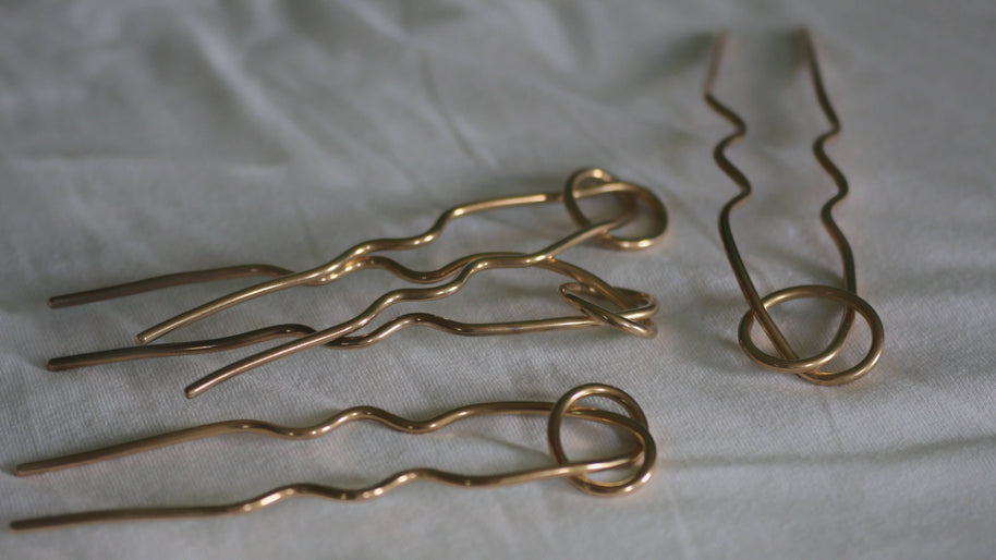 Love knot hair fork for long hair - hair accessories - brass hair fork - modern hair clips
