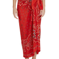  100% silk sarong with a bold mandala floral print - 100% silk red sarong chan luu