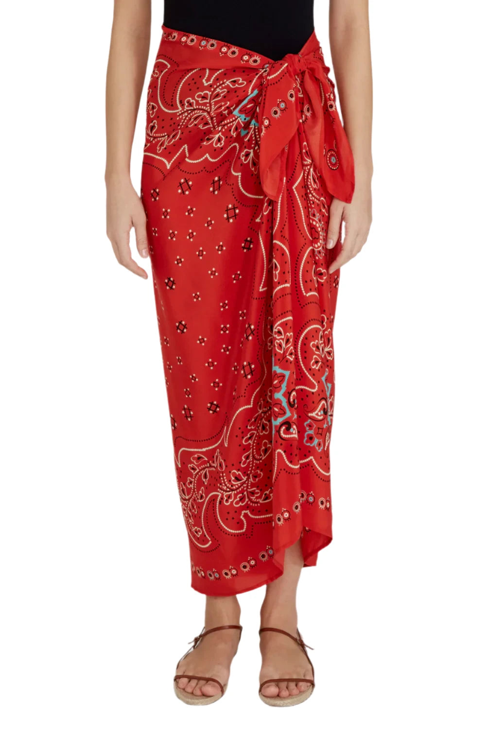  100% silk sarong with a bold mandala floral print - 100% silk red sarong chan luu