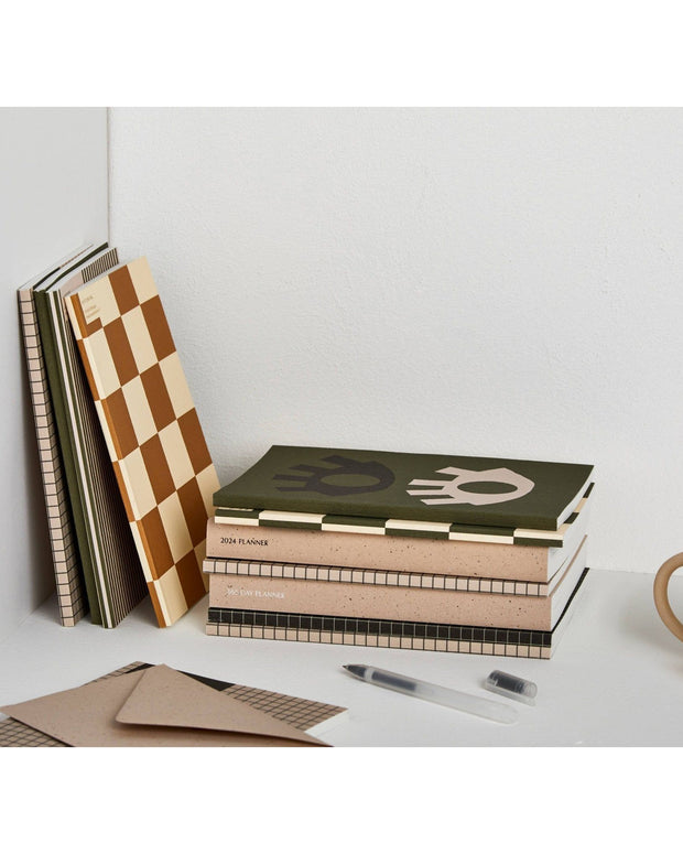 Checkerboard Ochre Notebook - Room Eight - Kinshipped