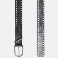 closed studded leather black belt - leather belt silver hardware - perfect black belt 