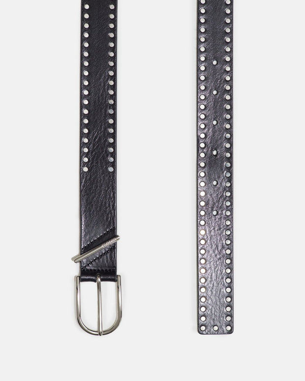 closed studded leather black belt - leather belt silver hardware - perfect black belt 