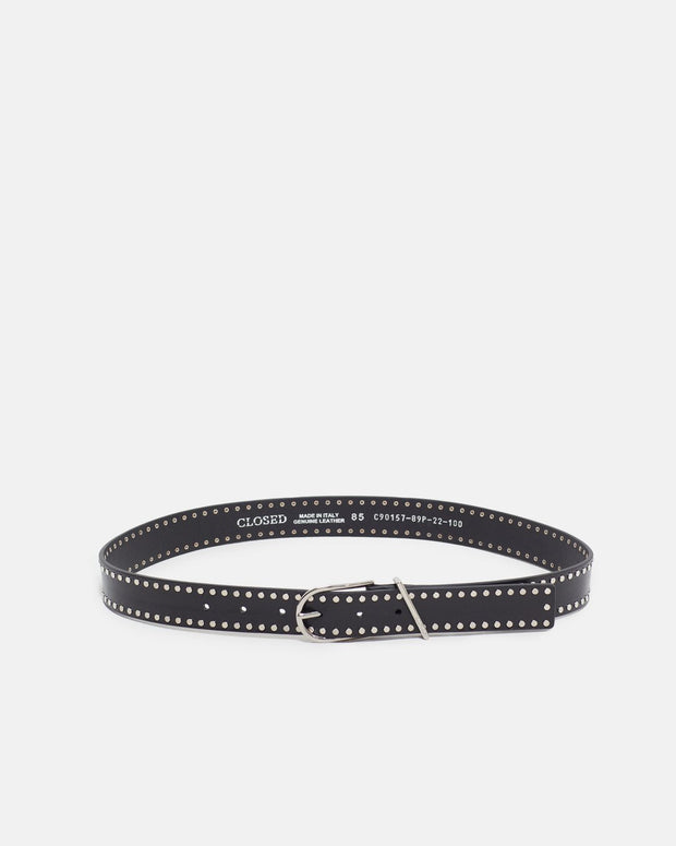 closed studded leather black belt - leather belt silver hardware - perfect black belt 