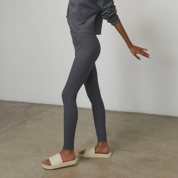 Cozy Cotton Silk Ribbed Legging: Restful Grey Heather - Room Eight - LUNYA