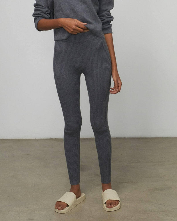 Cozy Cotton Silk Ribbed Legging: Restful Grey Heather - Room Eight - LUNYA