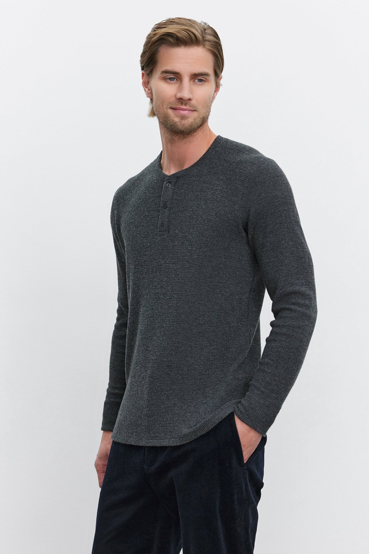 velvet mens shirt - velvet by graham and spencer - cozy thermal - ambrose02 charcoal - mens fall