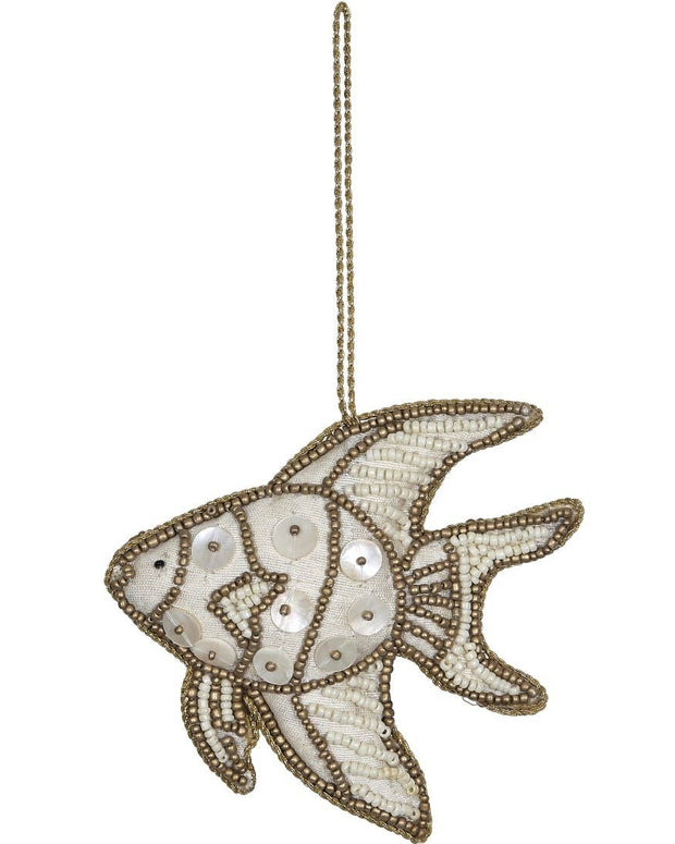 Tropical Fish Gold Beaded Ornament