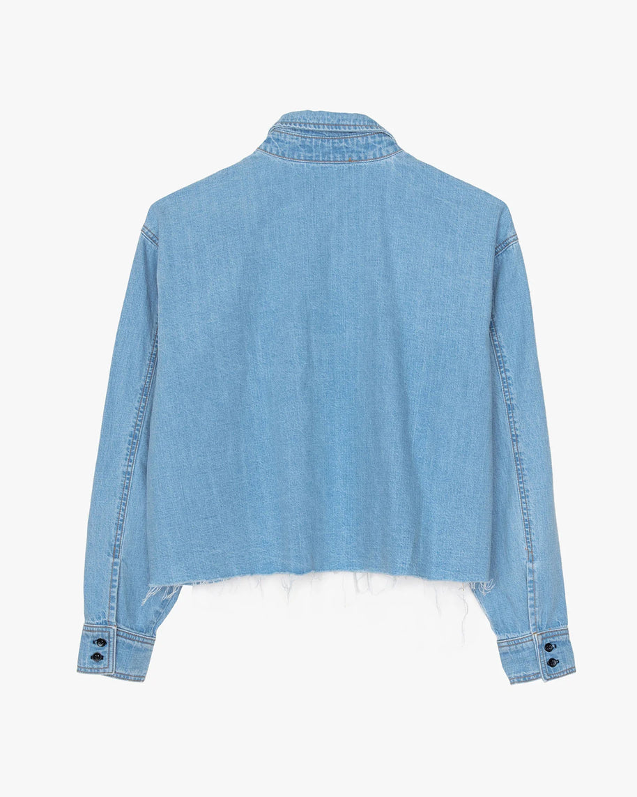 cropped denim button down vintage wash - askkny