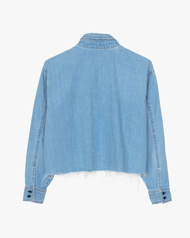 cropped denim button down vintage wash - askkny