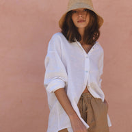 Beachwood Baby The Palma Shirt in Blanco, Oversized Linen Shirt 