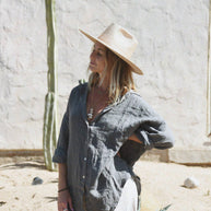 Beachwood Baby The Palma Shirt in Storm, Oversized Linen Shirt 