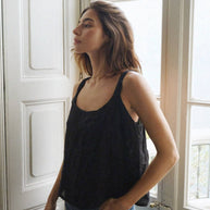 Beachwood Baby The Playa Top in Noir, Black Linen Tank Top