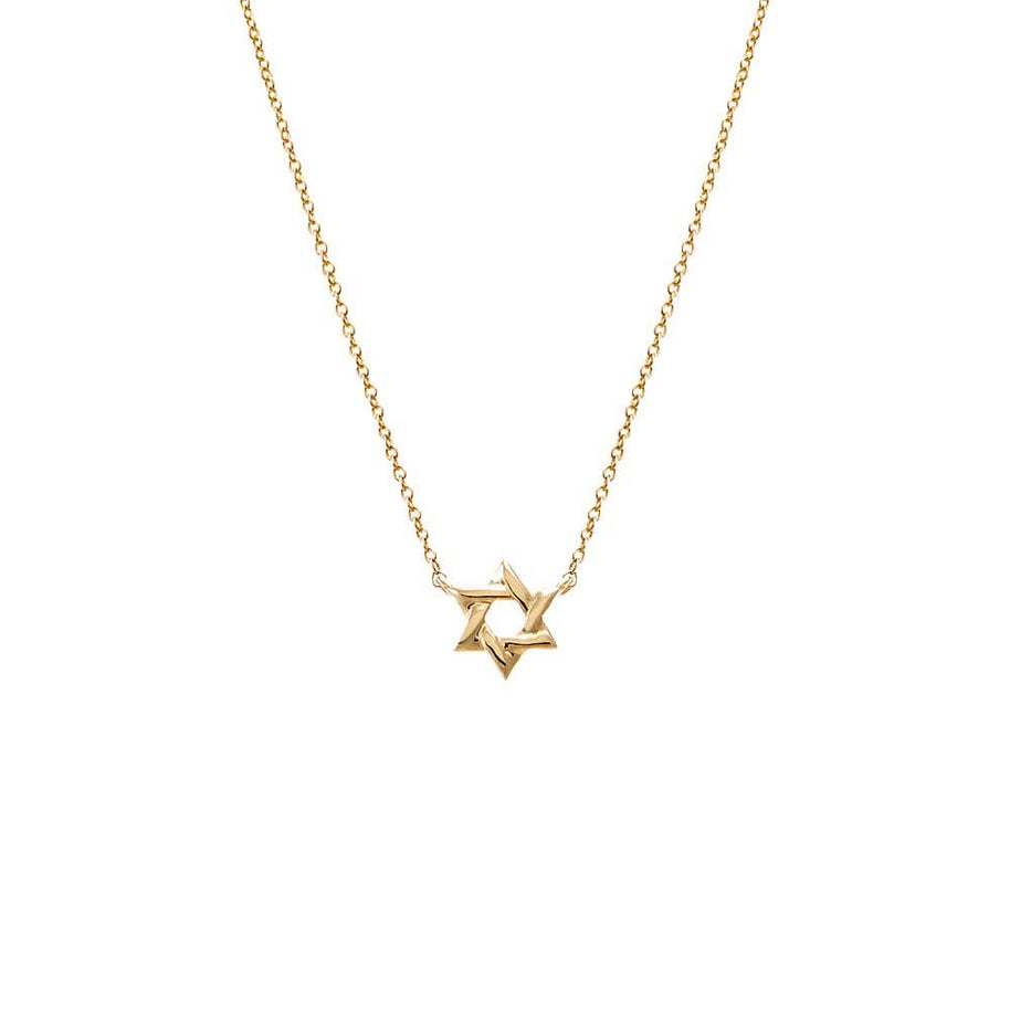 Mini Solid Star Of David Necklace 14K