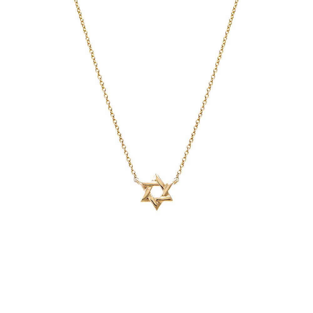 Mini Solid Star Of David Necklace 14K