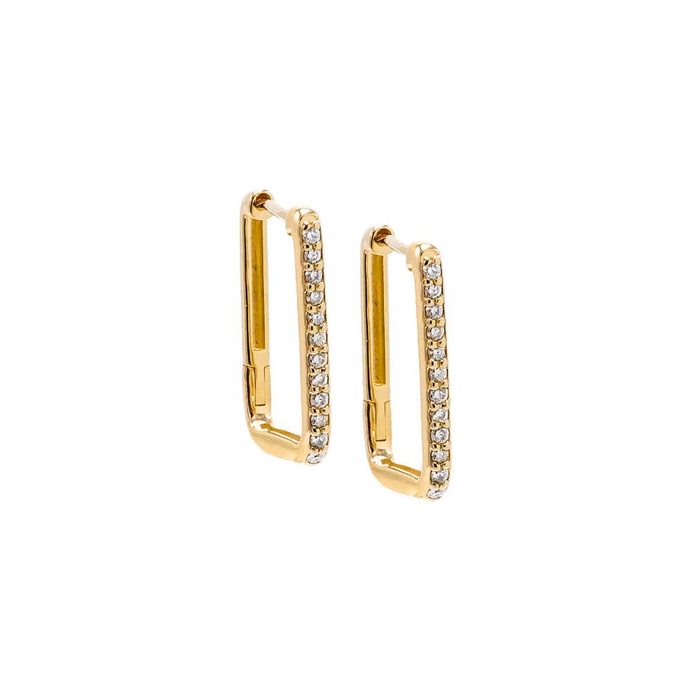 Diamond Pave U Shape Huggie Earring 14K