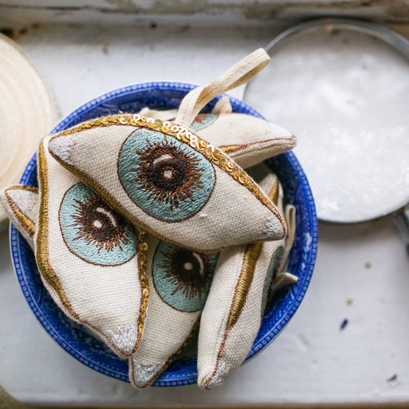 Evil Eye, Cotton & Lavender Stuffed Ornament - Room Eight - Skippy Cotton