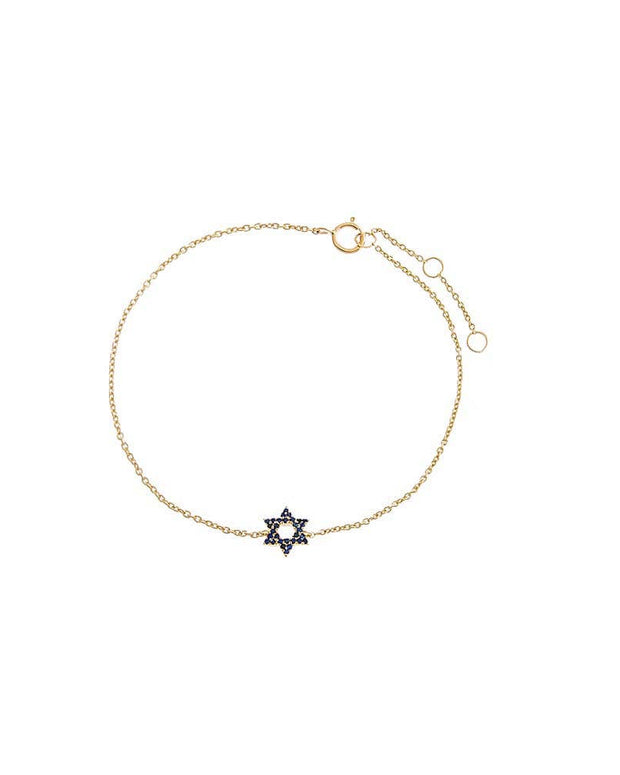 Sapphire Blue Star Of David Bracelet 14K