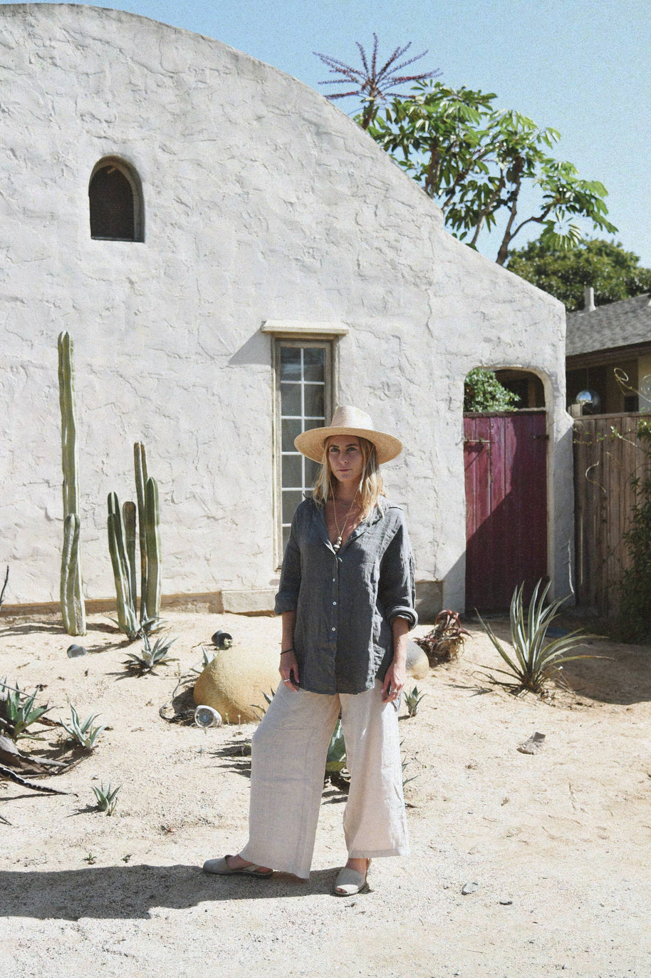 Beachwood Baby The Palma Shirt in Storm, Oversized Linen Shirt 