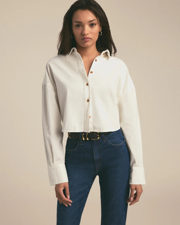 favorite daughter crop ex boyfriend shirt tusk - cropped collared button down - oversized cropped button down shirt