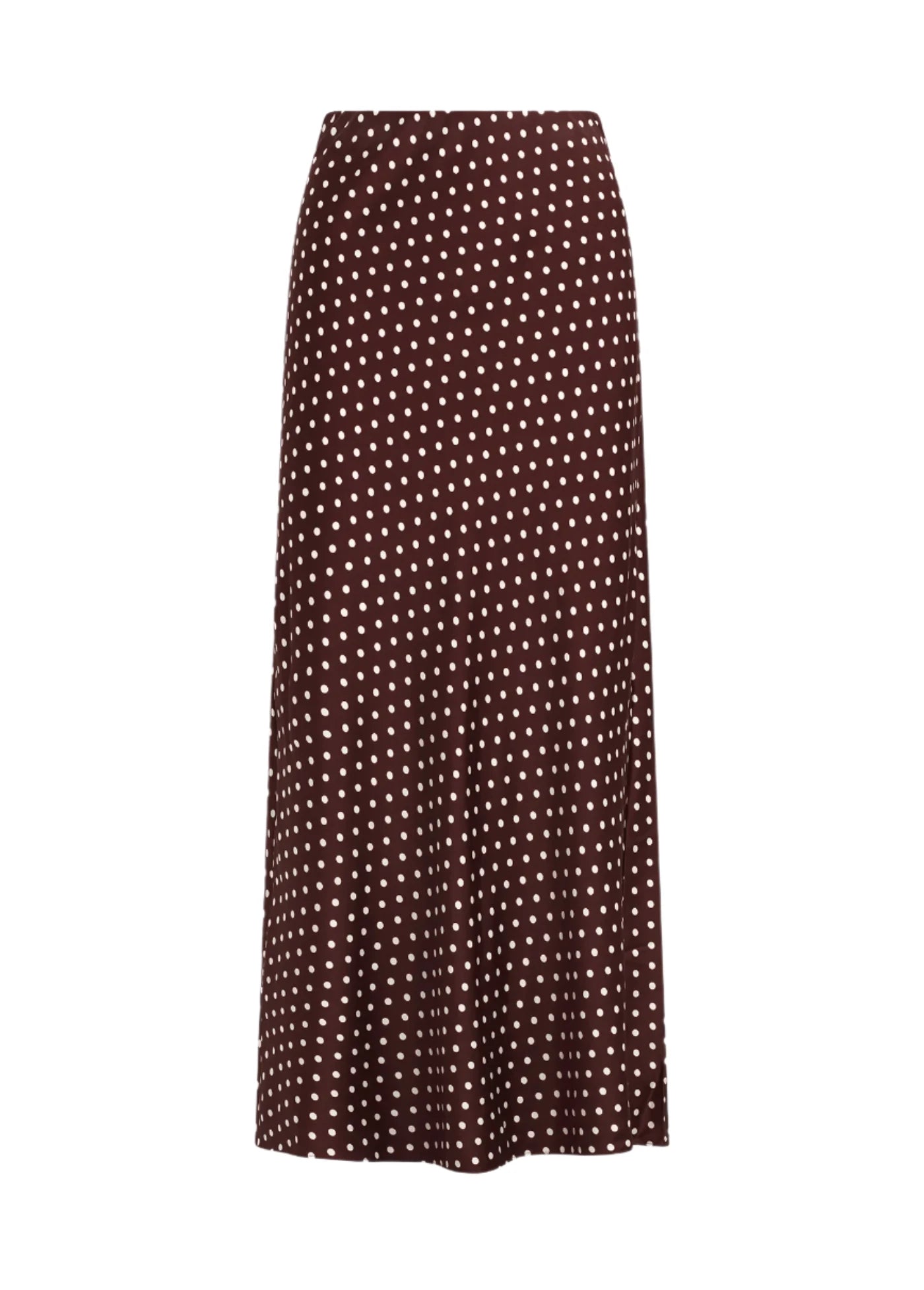 favorite daughter favorite skirt in sangria ditsy dot - dark red burgundy  polka dot skirt - silky satin bias cut skirt 