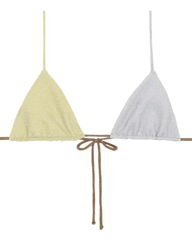 Mikoh Swimwear Lurex Oska Bikini Top in Mixed Honey 