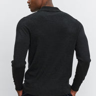 velvet by graham and spencer arthur02  long sleeve with collar - merino knit charcoal mens shirt 