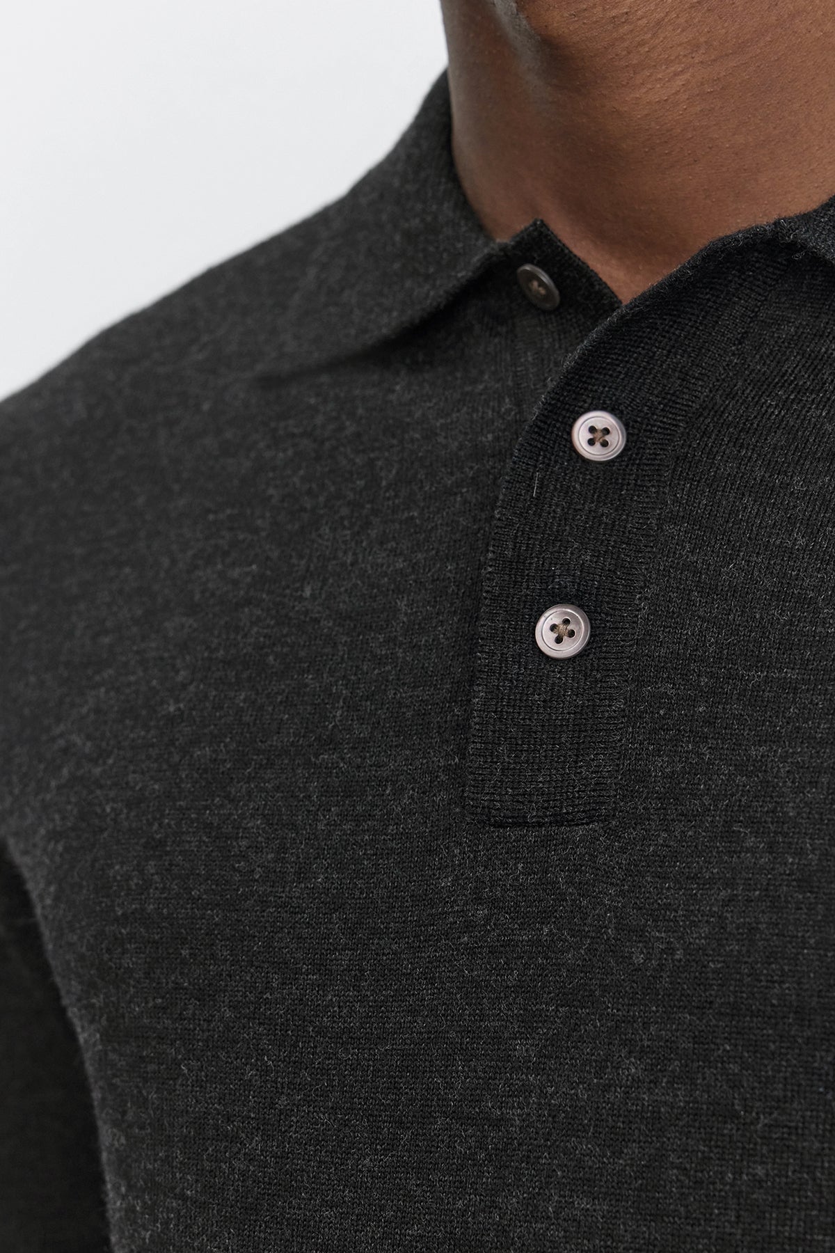 velvet by graham and spencer arthur02  long sleeve with collar - merino knit charcoal mens shirt 