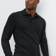 velvet by graham and spencer arthur02  long sleeve with collar - merino knit charcoal mens shirt 