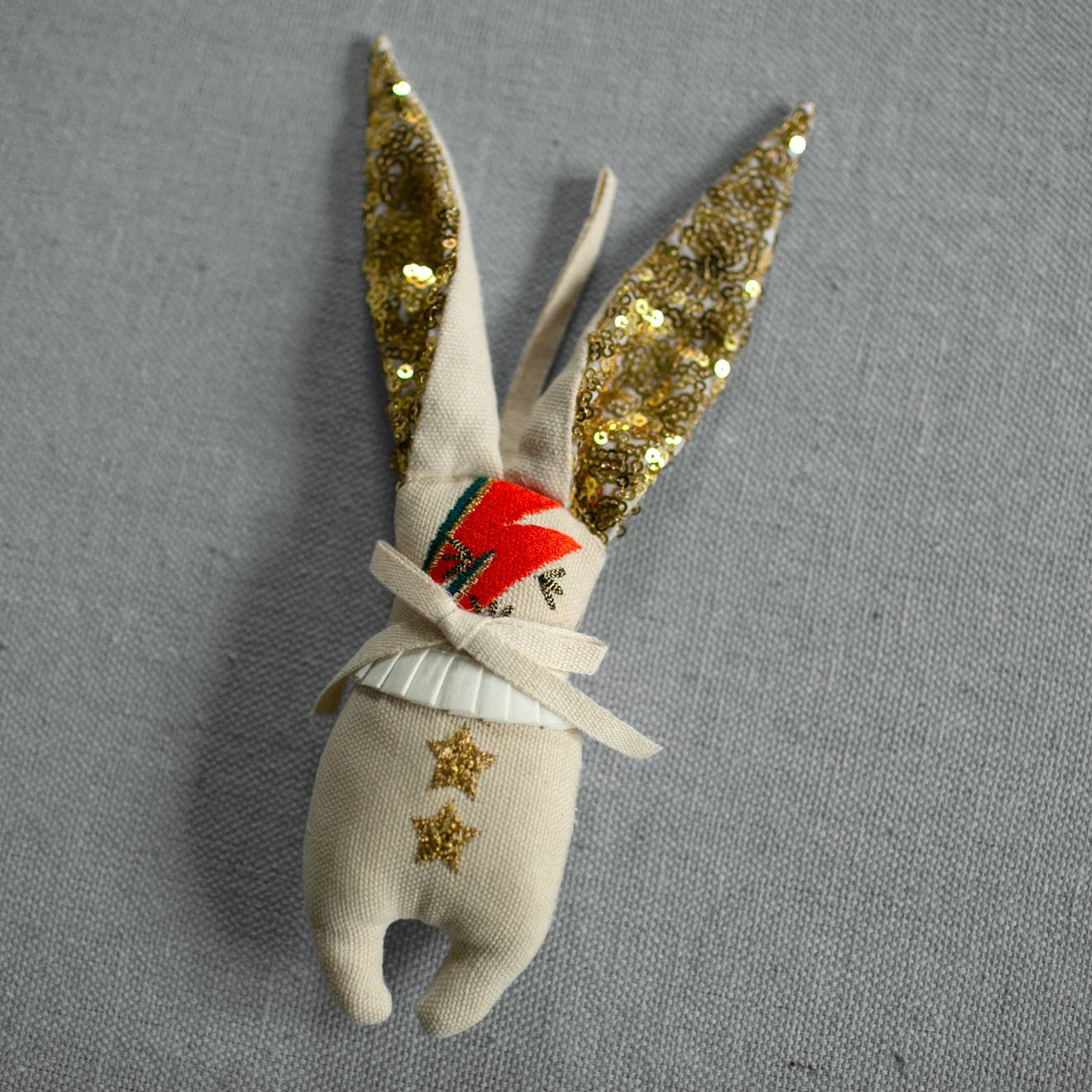 Mini Bowie Bunny, Cotton-filled Ornament, Embellished - Room Eight - Skippy Cotton