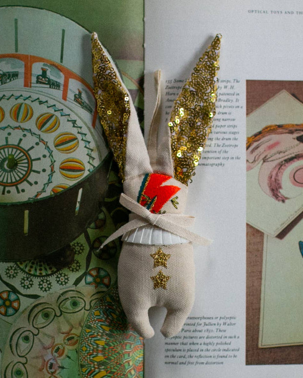 Mini Bowie Bunny, Cotton-filled Ornament, Embellished - Room Eight - Skippy Cotton