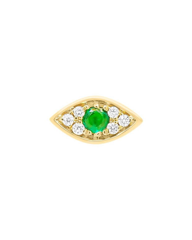 Mini Emerald Evil Eye Threaded Flat Back Earring - Room Eight - Porter Lyons